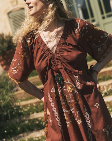 Monsoon Greta Embroidered Midi Dress