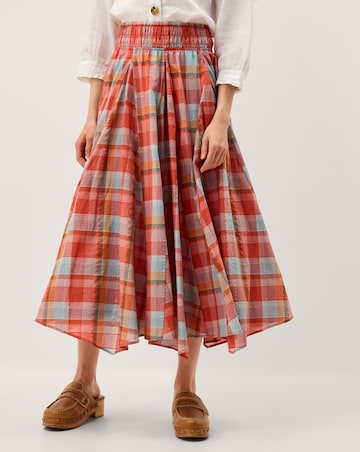 Monsoon Cecily Check Midi Skirt
