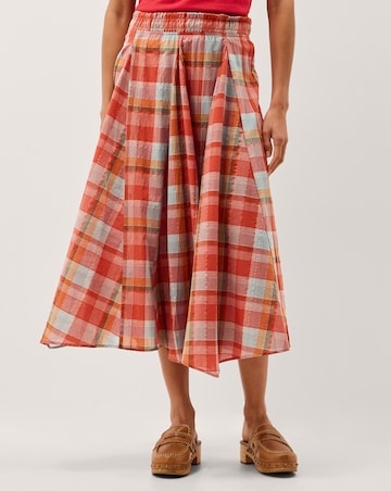 Monsoon Cecily Check Midi Skirt