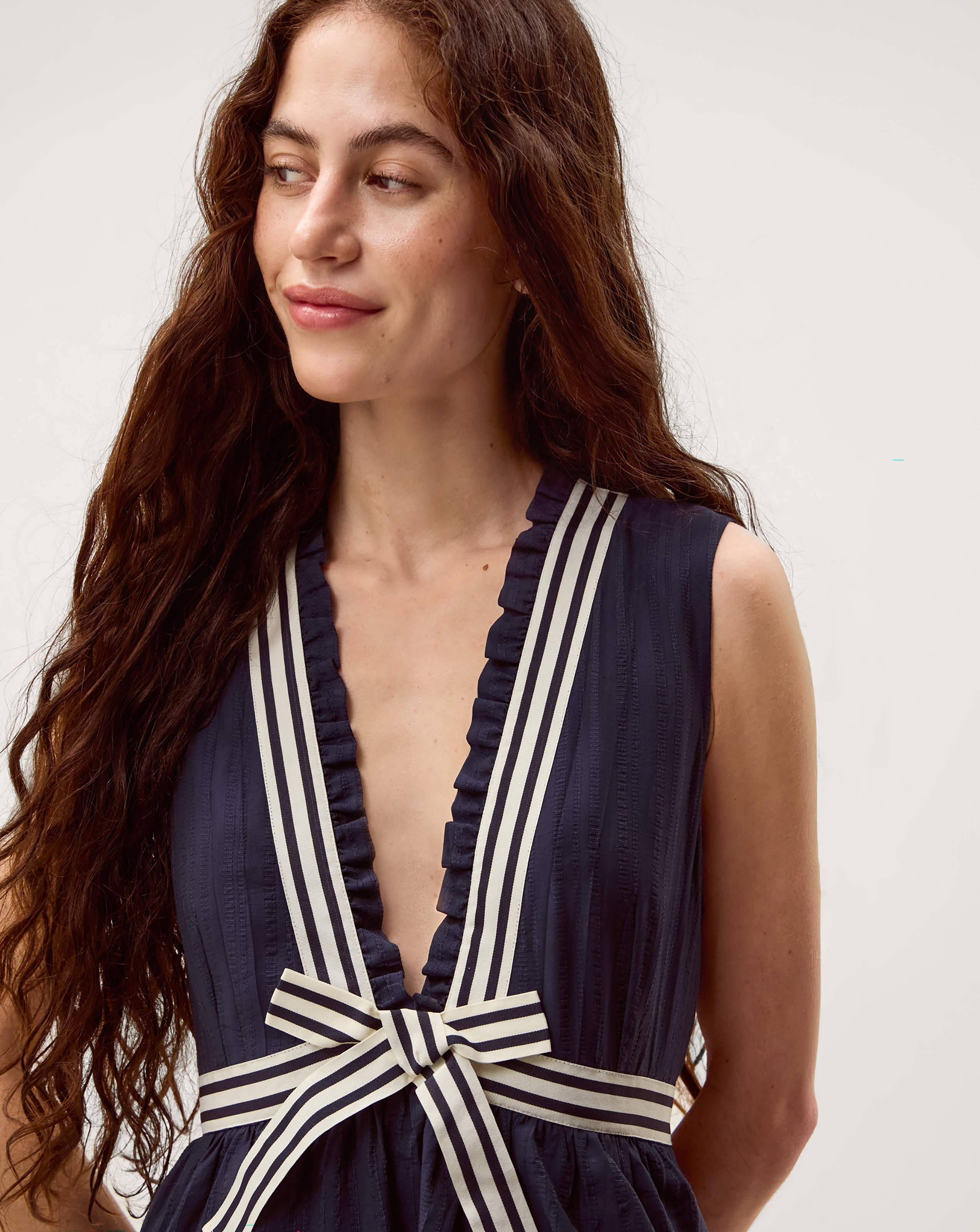 New In - Monsoon Cece Stripe Bow Midi Dress