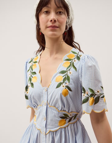 Monsoon Marisol Lemon Stripe Midi Dress