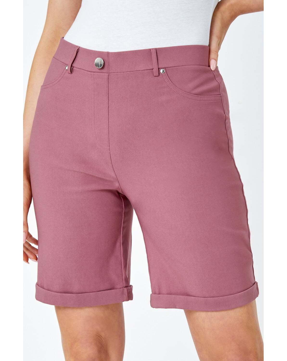 New In - Roman Elastic Waist Turn Up Shorts