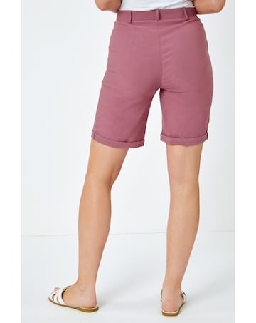 Roman Elastic Waist Turn Up Shorts