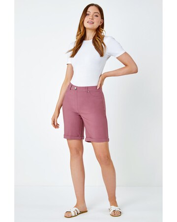 Roman Elastic Waist Turn Up Shorts