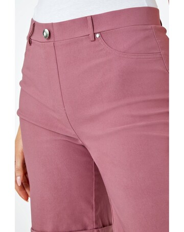 Roman Elastic Waist Turn Up Shorts