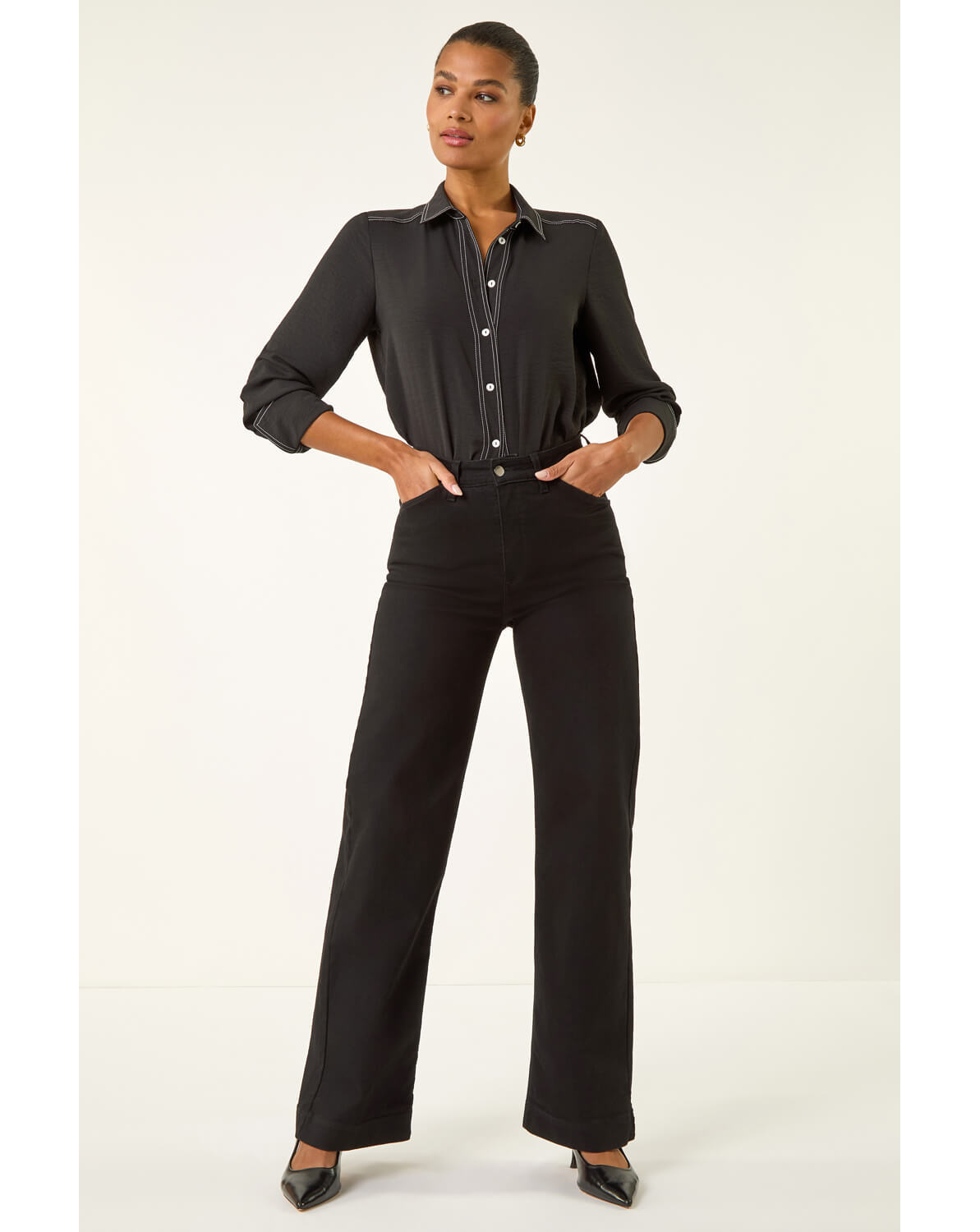New In - Roman Wide Leg Stretch Denim Jeans