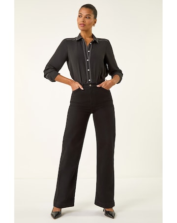 Roman Wide Leg Stretch Denim Jeans