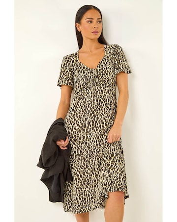 Roman Petite Animal Print Midi Dress