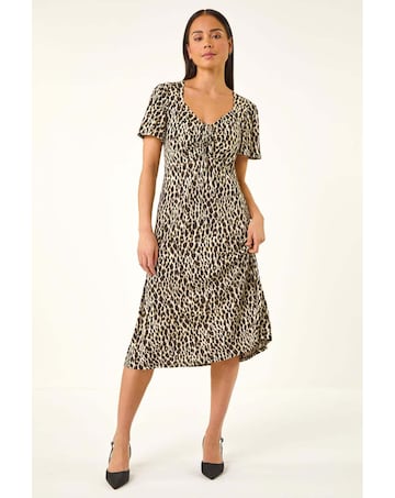 Roman Petite Animal Print Midi Dress