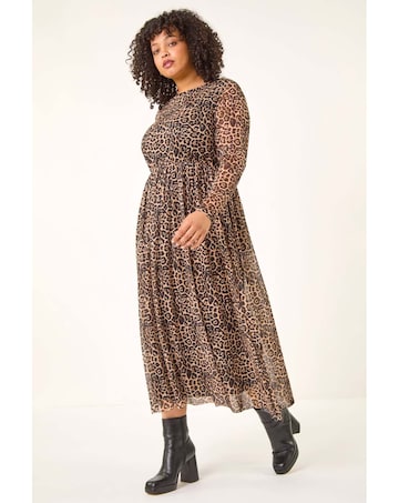Roman Curve Animal A-Line Stretch Dress