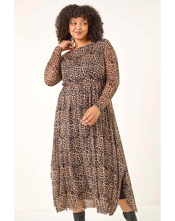 Roman Curve Animal A-Line Stretch Dress