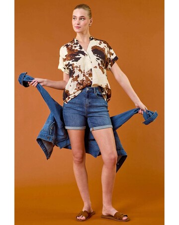 Roman Stretch Denim Mom Shorts