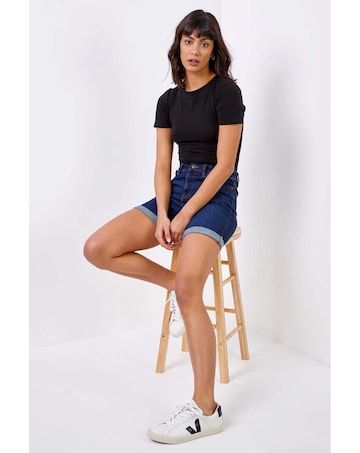 Roman Stretch Denim Mom Shorts