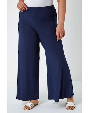 Roman Curve Elastic Waist Wide Trousers