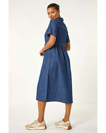 Roman Denim Zip Midi Dress