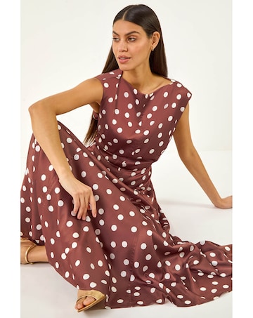 Roman Polka Dot Boat Neck Dress