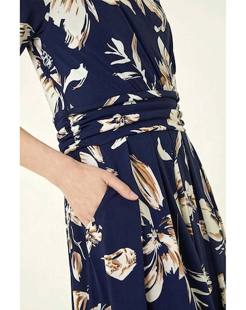 Roman Floral Wrap Midi Dress