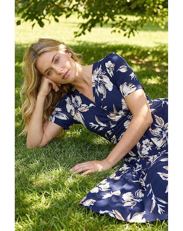 Roman Floral Wrap Midi Dress