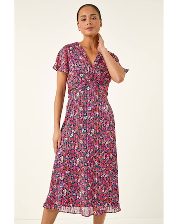 Roman Petite Floral Twist Midi Dress