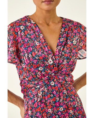 Roman Petite Floral Twist Midi Dress