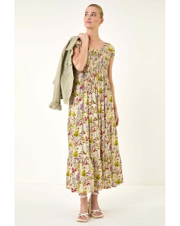 Roman Floral Print Tiered Maxi Dress