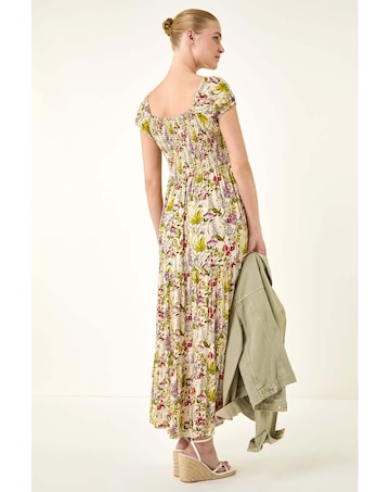 Roman Floral Print Tiered Maxi Dress