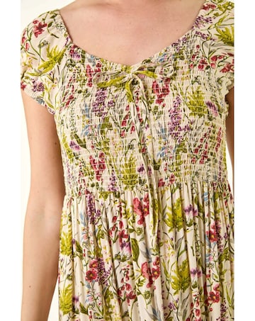 Roman Floral Print Tiered Maxi Dress