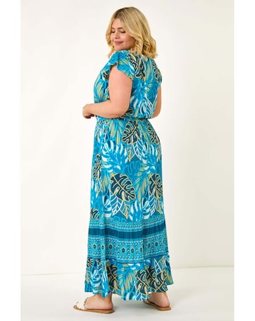 Roman Curve Tropical Tie Neck Dress