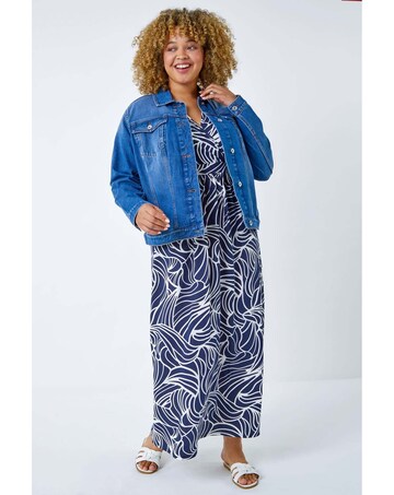 Roman Curve Cotton Denim Jacket