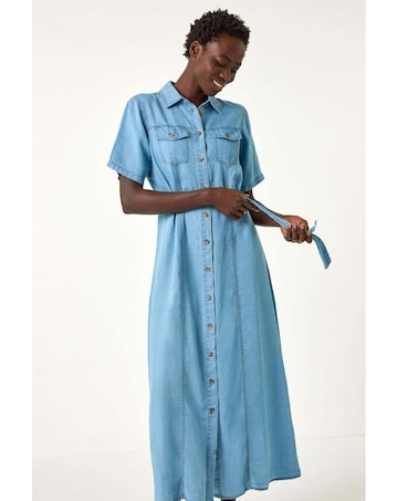 Roman Button Through Midi Dress