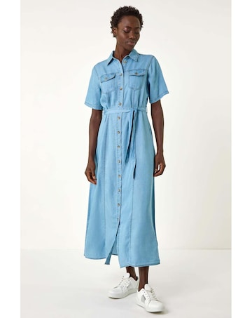 Roman Button Through Midi Dress