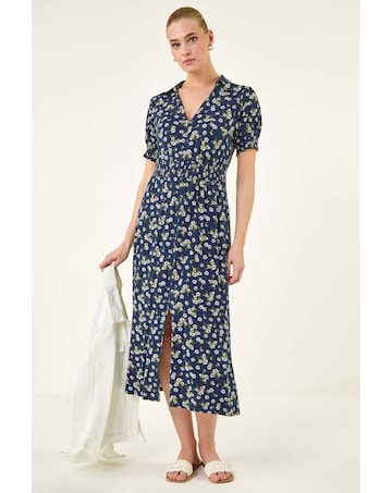 Roman Ditsy Print V-Neck Midi Dress