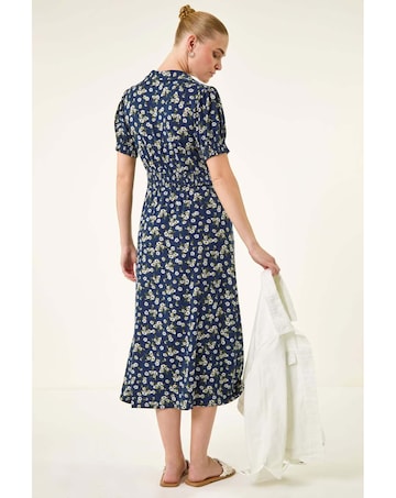 Roman Ditsy Print V-Neck Midi Dress