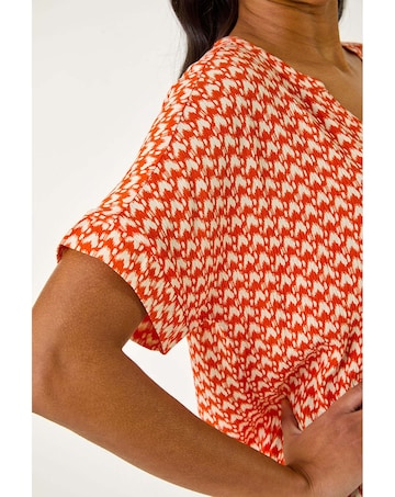 Roman Abstract Print Tunic Top