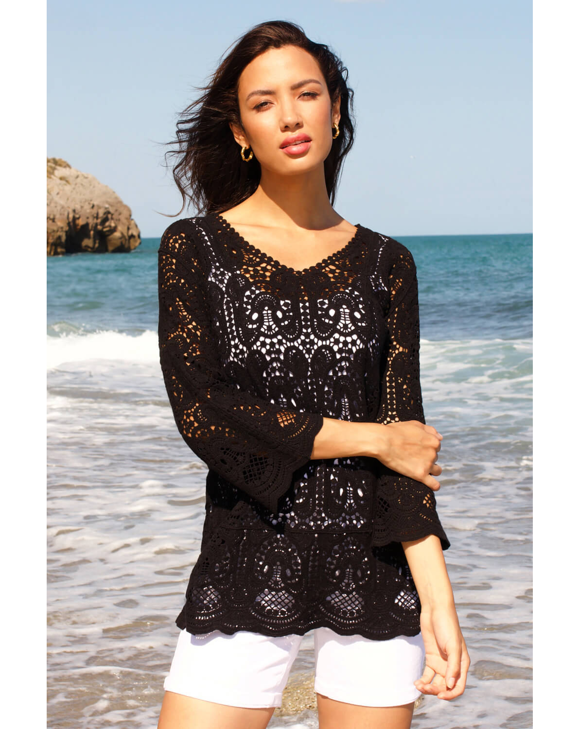 New In - Roman Cotton Crochet Tunic Top
