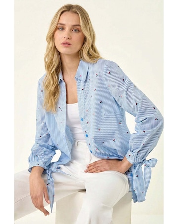 Roman Cherry Stripe Cotton Shirt