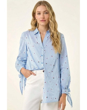 Roman Cherry Stripe Cotton Shirt