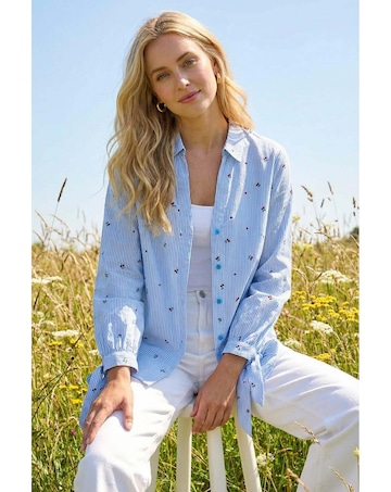 Roman Cherry Stripe Cotton Shirt