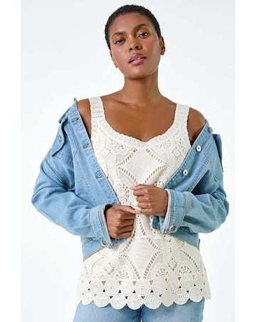 Roman Cotton Crochet Knit Vest Top