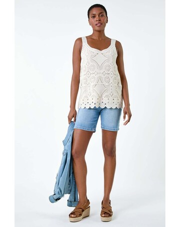 Roman Cotton Crochet Knit Vest Top