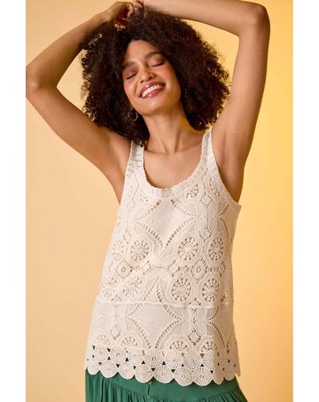 Roman Cotton Crochet Knit Vest Top