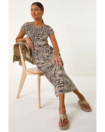 Roman Abstract Print Midi Dress