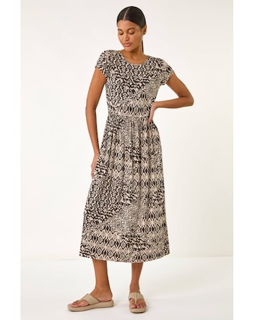 Roman Abstract Print Midi Dress