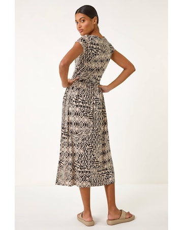 Roman Abstract Print Midi Dress