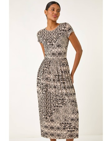 Roman Abstract Print Midi Dress
