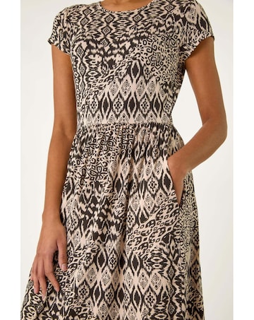 Roman Abstract Print Midi Dress