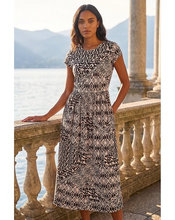 Roman Abstract Print Midi Dress