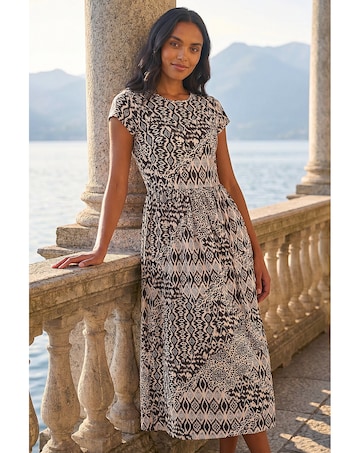 Roman Abstract Print Midi Dress