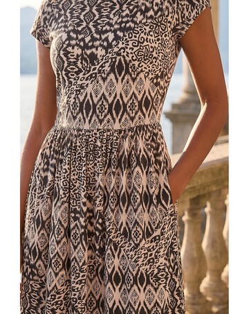 Roman Abstract Print Midi Dress