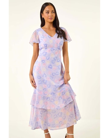 Roman Petite Floral Frill Midi Dress